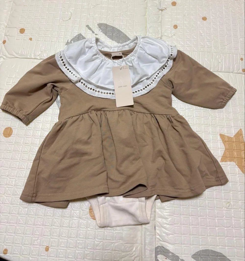 《新品 未使用》petit main 襟付きカットワンピース 80