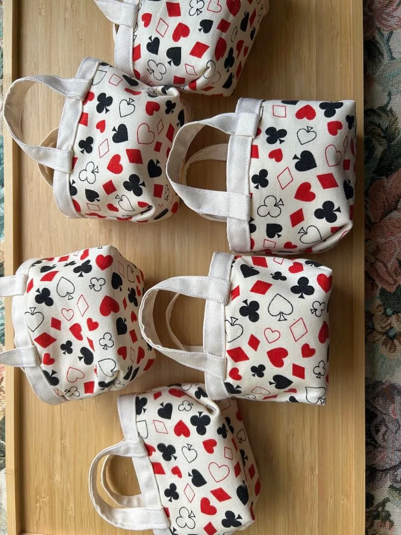 ミニミニトートバッグ トランプ柄 6個セット 小物入れ ハンドメイド
