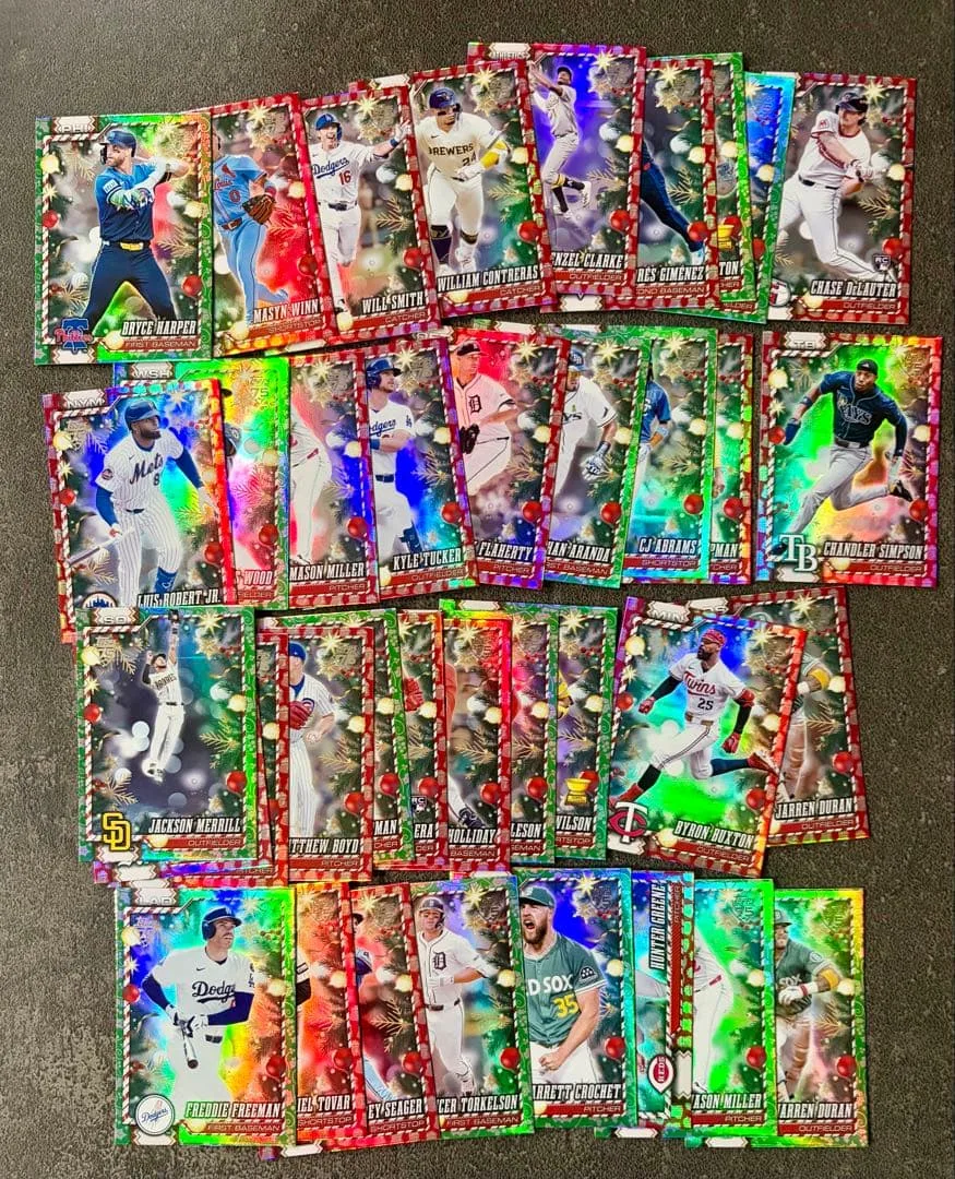 topps holiday foil green red 37枚 まとめ売り