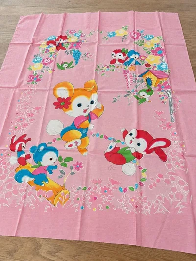 昭和レトロ☆デッドストック☆レトロアニマル柄☆生地☆布☆ピンク☆