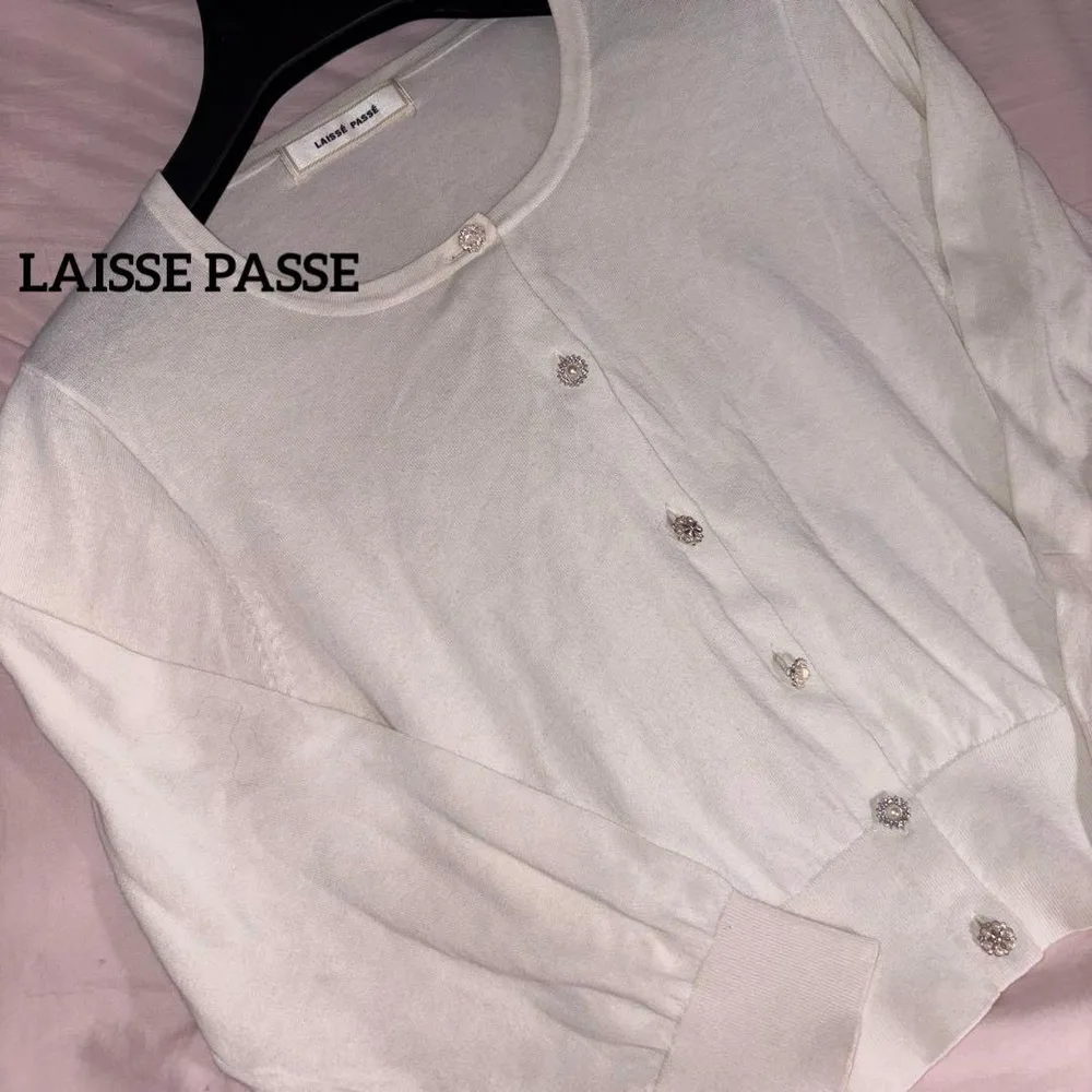 LAISSE PASSE レッセパッセ カーディガン シアー ビジュー ボタン