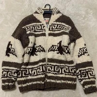 カウチンニット 大きいサイズ カナダ製 VIRGIN WOOL 100%