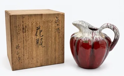 【共箱付】上野焼 敬山作 花瓶 花器 水注型 辰砂 釉薬 陶芸
