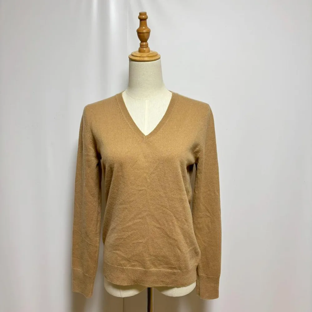 ★UNIQLOユニクロ カシミヤ100% Vネックニット M ベージュ オフィス