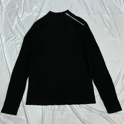 vintage zip mock neck knit