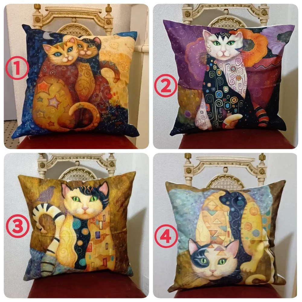 猫のイラスト クッションカバー 45cm×45cm