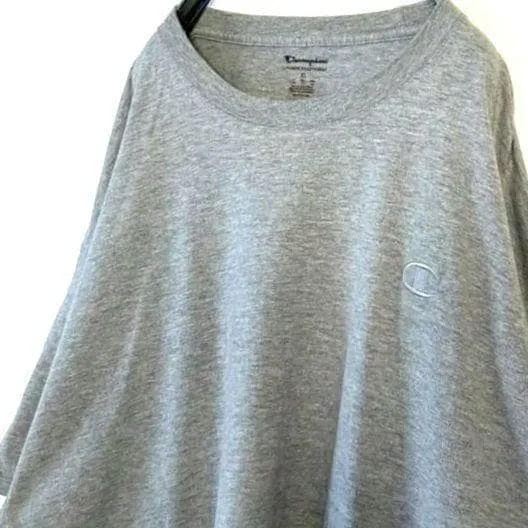 チャンピオン Champion刺繍 プレーン Tシャツ XL グレー古着オールド