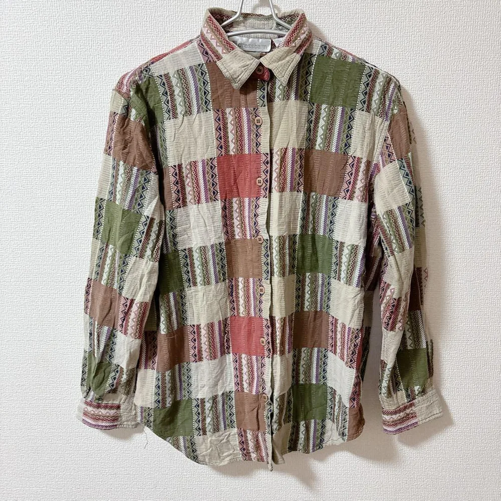 dressbarn【M】100%コットン 長袖シャツ レディース 無地 トップス