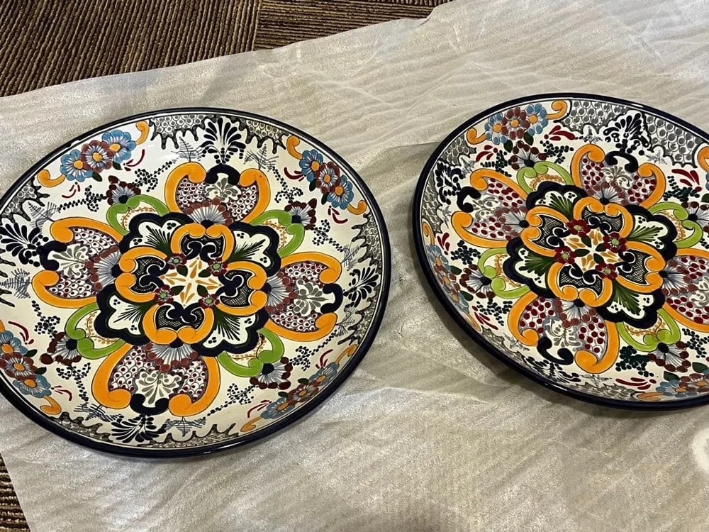 メキシコ製 ハンドメイド プレート 2枚セット