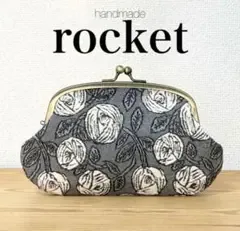 ハンドメイド アーチ がま口 お財布 rosy グレー ホワイト ミナペルホネン