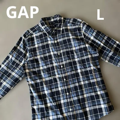 処分価格❗️GAP CLASSIC FIT長袖シャツ L ブルーチェック柄