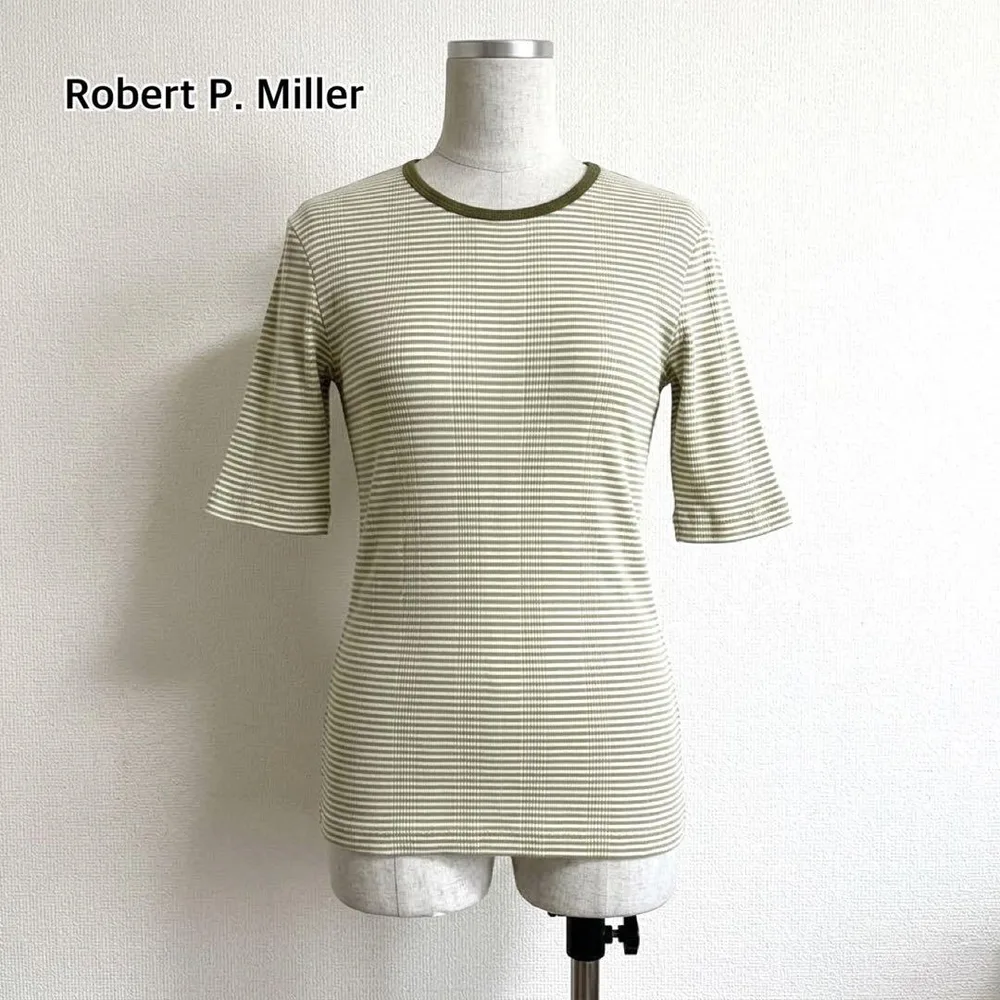 Robert P. Miller ボーダー リブTシャツ トップス Tシャツ