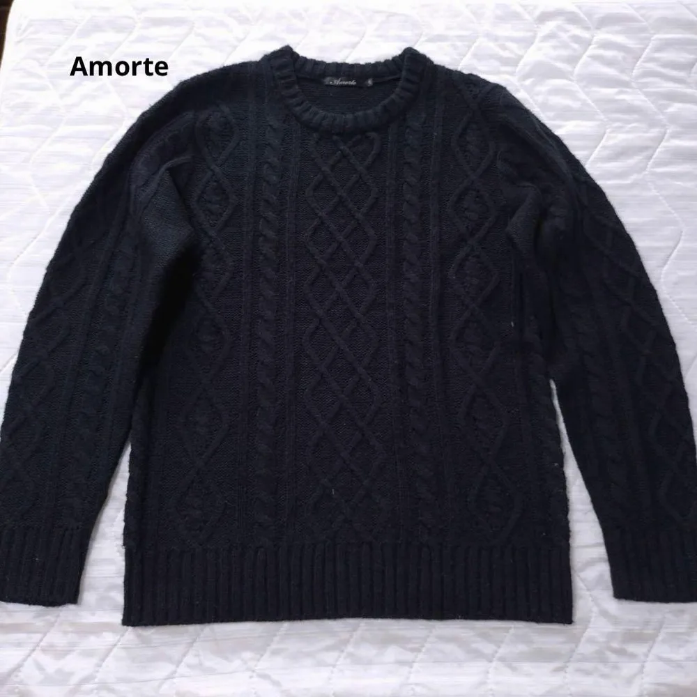 Amorte ケーブルニット セーター 長袖 黒 L