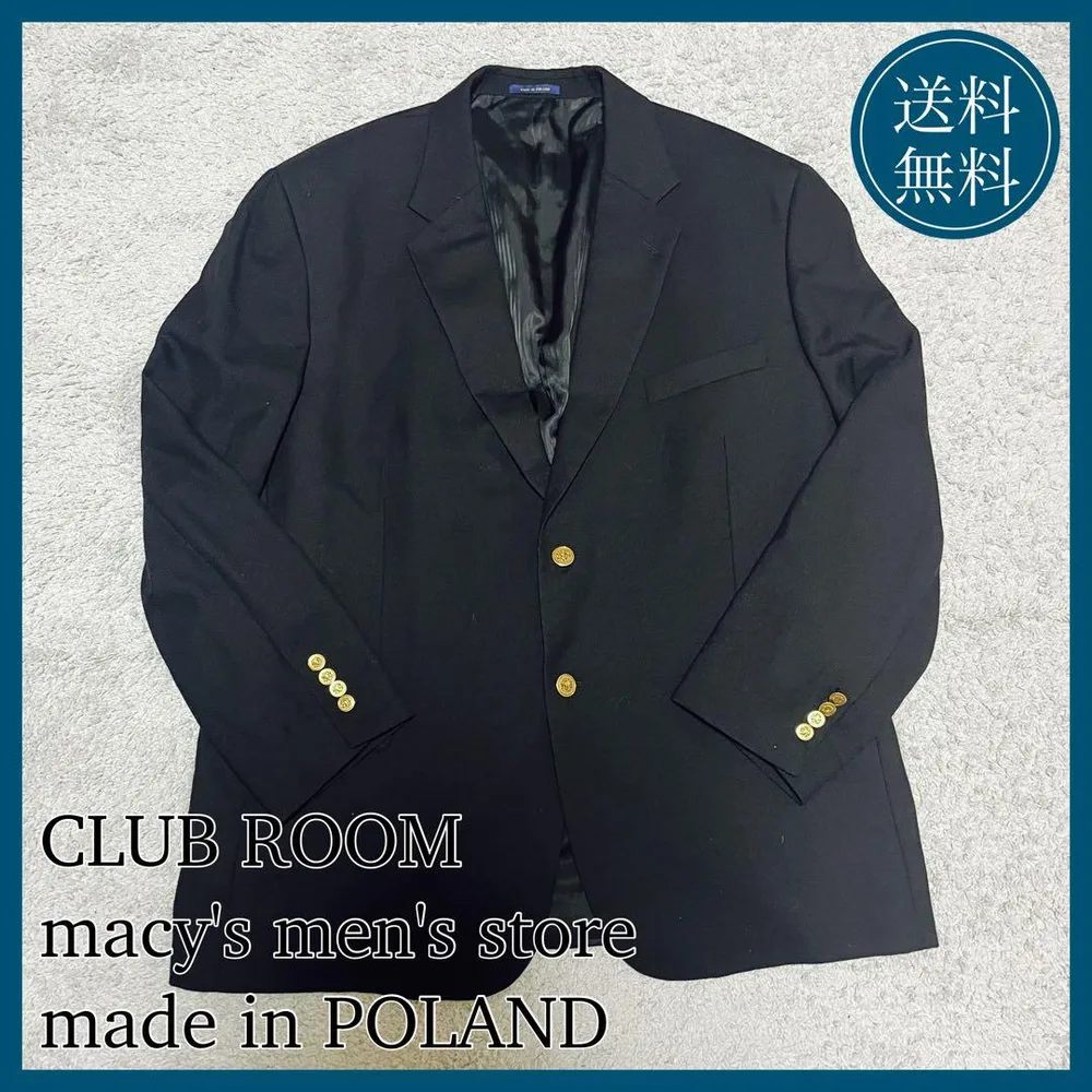 【CLUB ROOM】テーラードジャケット 金ボタン ポーランド製 アメトラ 黒