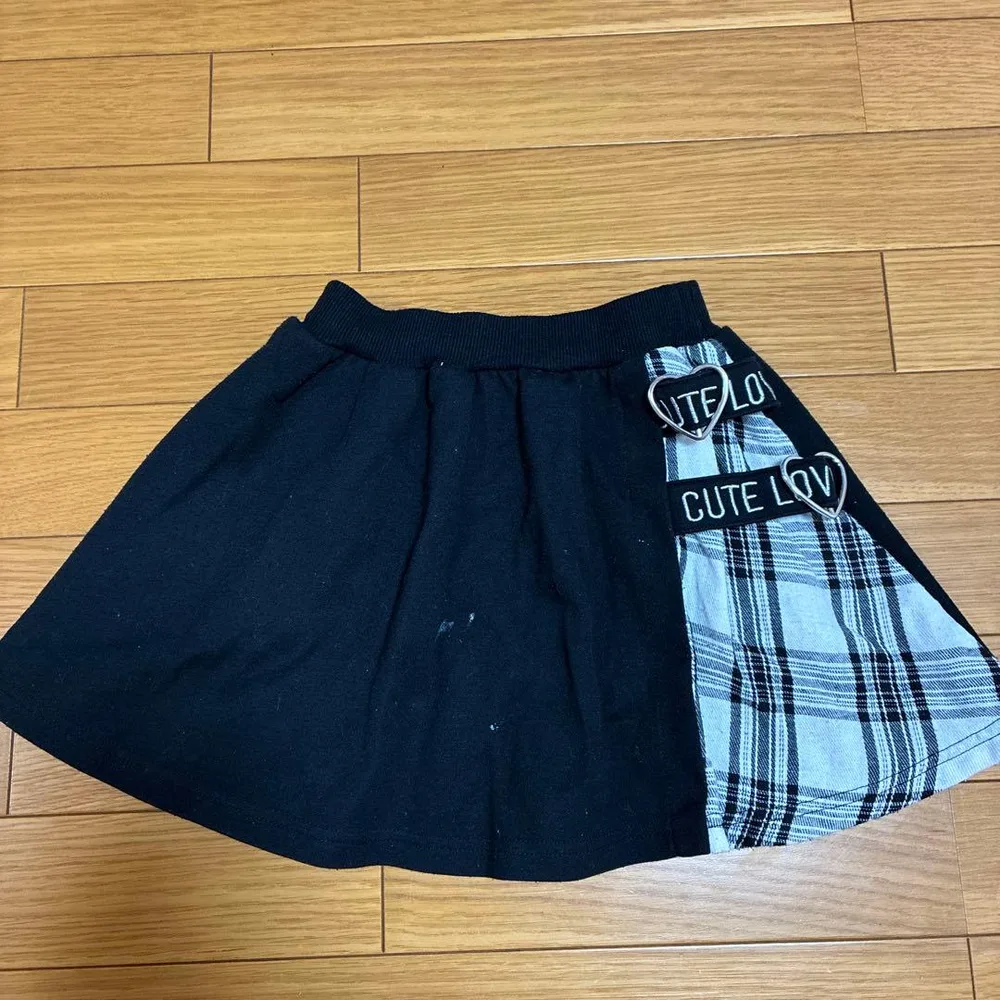 しまむら キュロットスカート 130cm ブラック×チェック