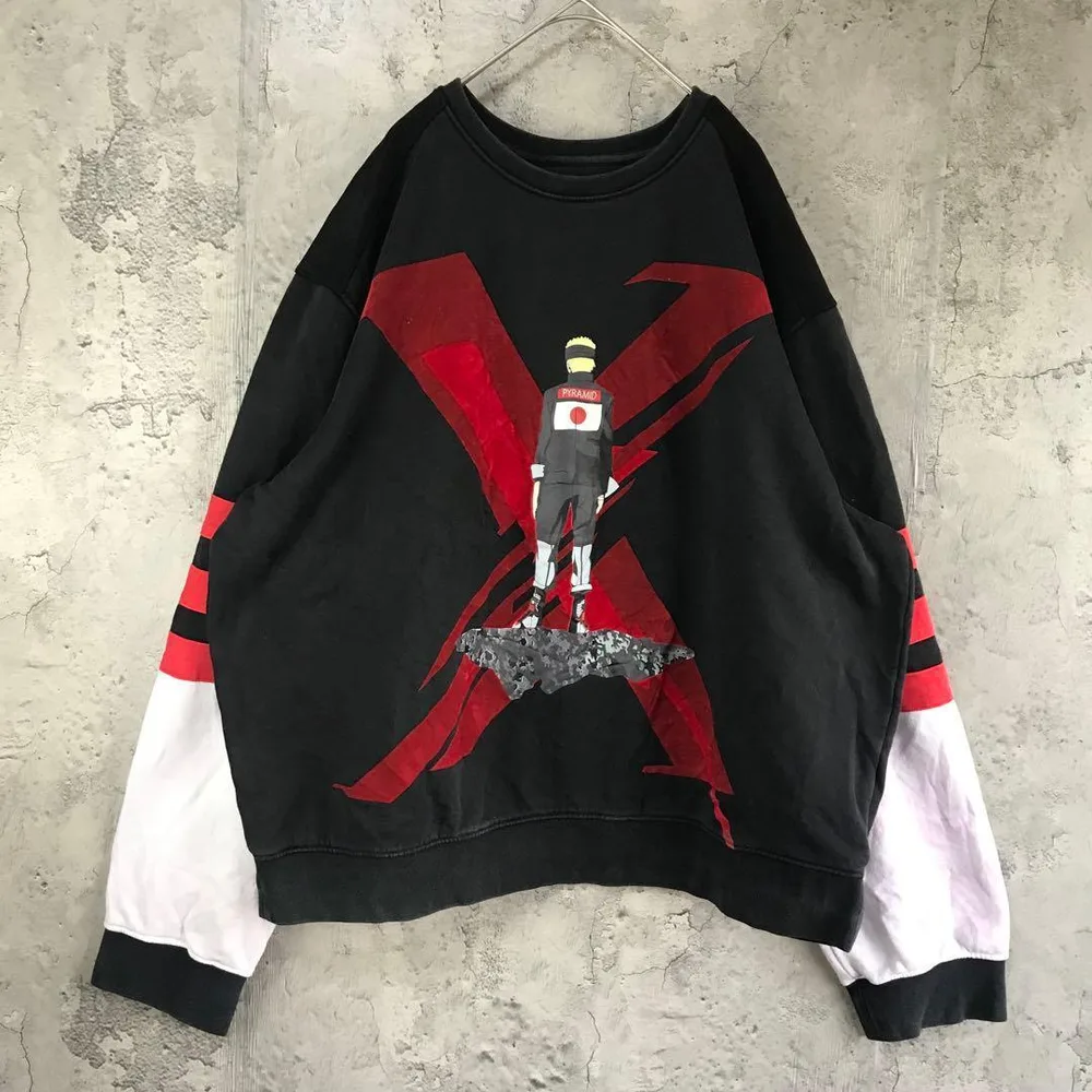 Y2586古着 トレーナー スウェット 黒 90s Y2K