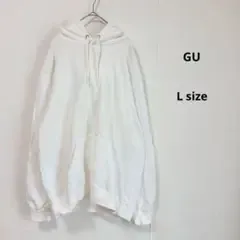 GU ジーユー スウェットプルパーカー L ホワイト 裏起毛 フード 長袖