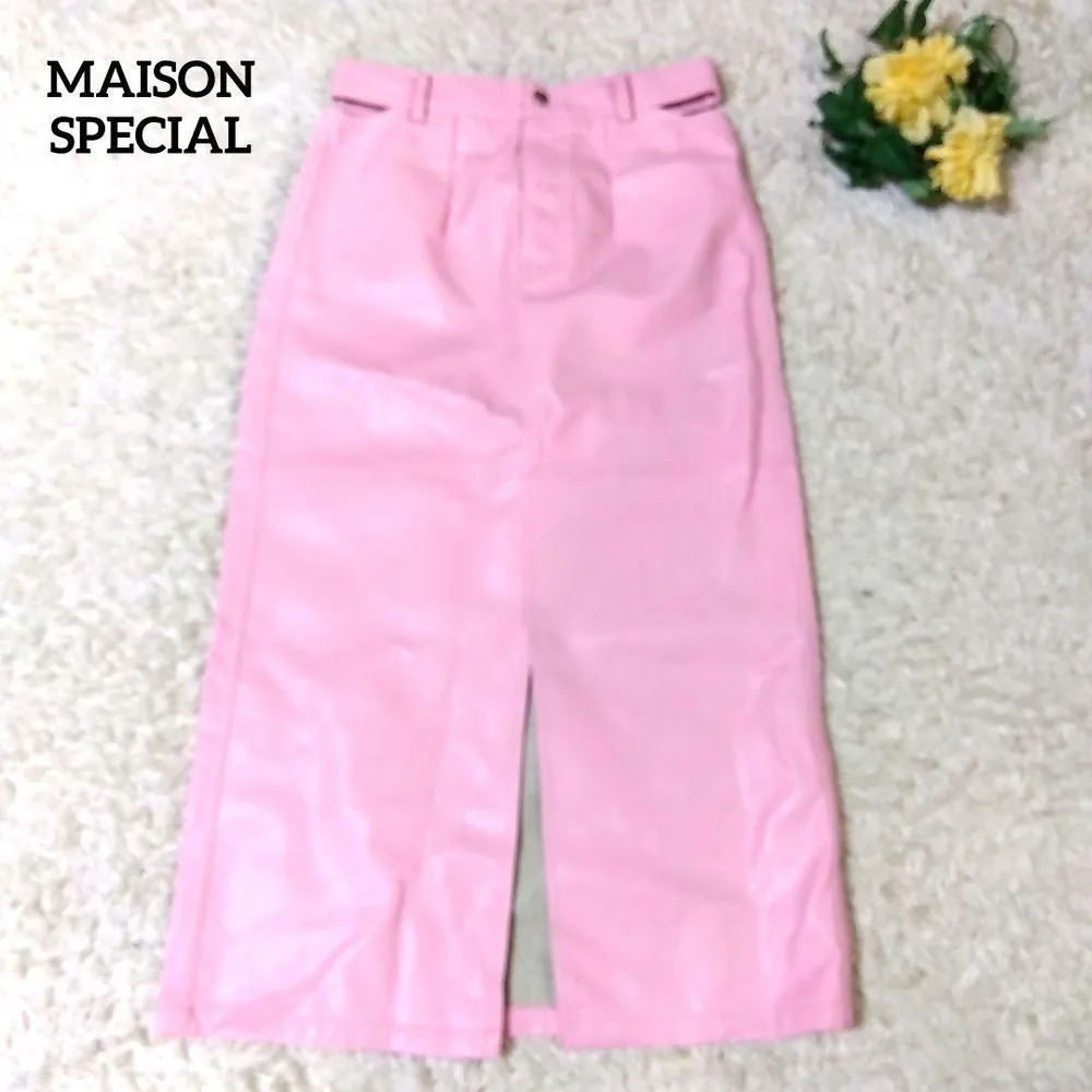 MAISON SPECIAL ヴィーガンレザー タイトスカート ピンク