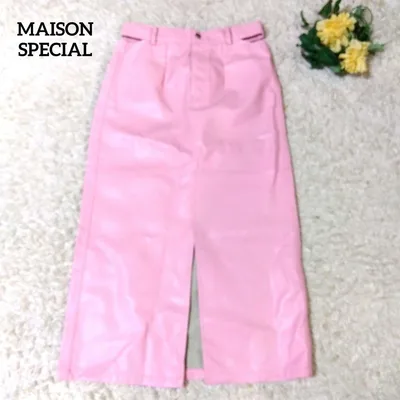 MAISON SPECIAL ヴィーガンレザー タイトスカート ピンク