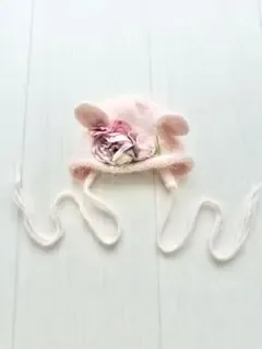 ベビー ニューボーンフォト 帽子 ピンク お花