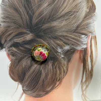 ハンドメイド インド刺繍×ビーズ刺繍ヘアゴム