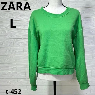 ZARA ザラ スウェット トレーナー L 緑 グリーン 裏起毛 ショート丈