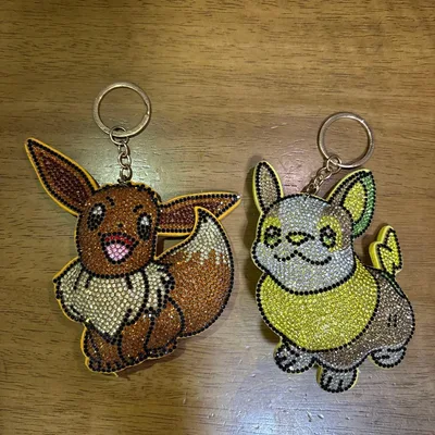 ポケモン イーブイ ワンパチ キラキラ ラインストーン キーホルダーセット