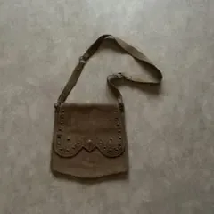 archive grunge suede shoulder bag beige