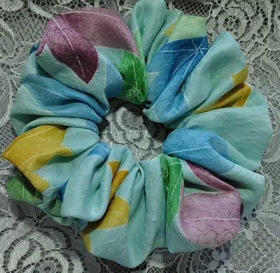 着物リメイク(化繊) シュシュ ハンドメイド