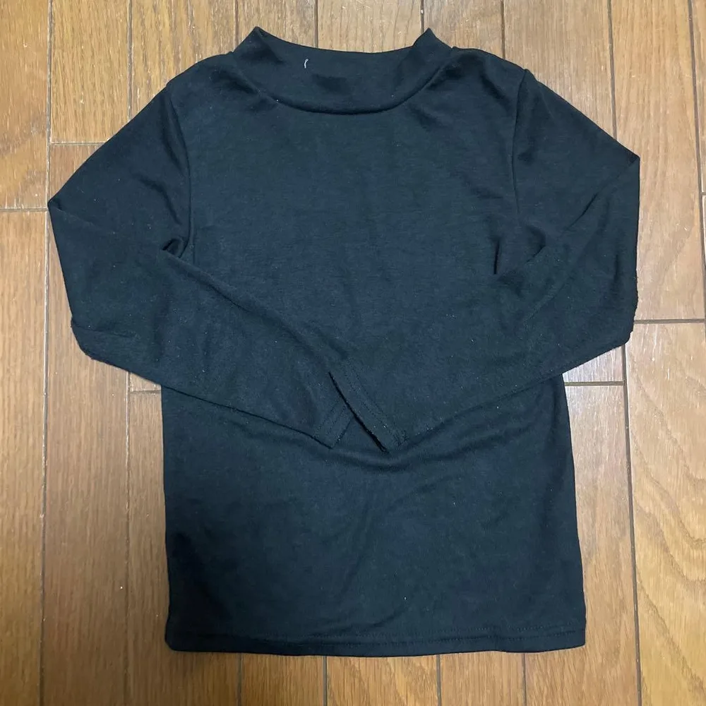 キッズ 長袖ハイネックトップス ブラック 120cm