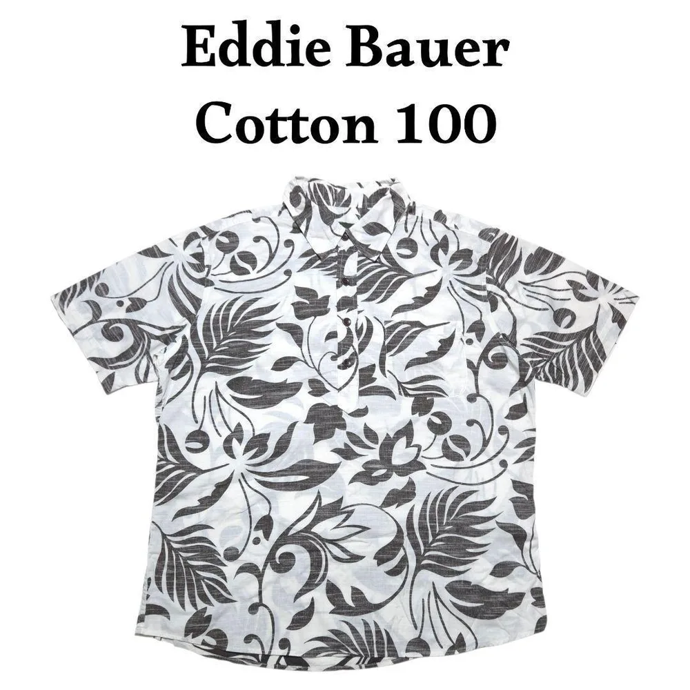 Eddie Bauer 総柄アロハシャツ ボタニカル柄エディーバウアー