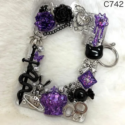 C742♡チェキケース♡トレカ♡フォトホルダー♡キーホルダー♡デコ♡地雷系♡ゴテ