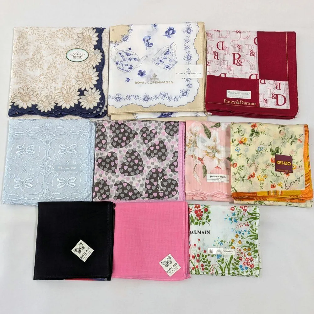 ブランドハンカチ 10枚セット YSL TOCCA WEDGWOOD 他