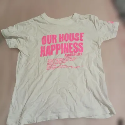 キッズ 半袖 Tシャツ ホワイト ピンクロゴ 91