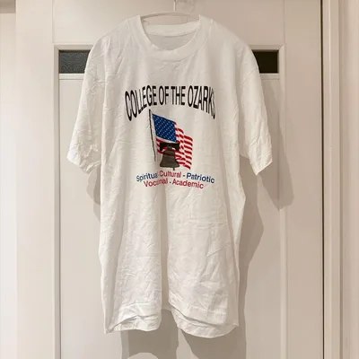 カレッジ Tシャツ クルーネック 半袖 プリント 白 綿 ビッグサイズ XL
