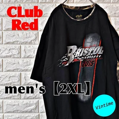 AF27【CLub Red】プリントTシャツ【メンズ2XL】ブラック