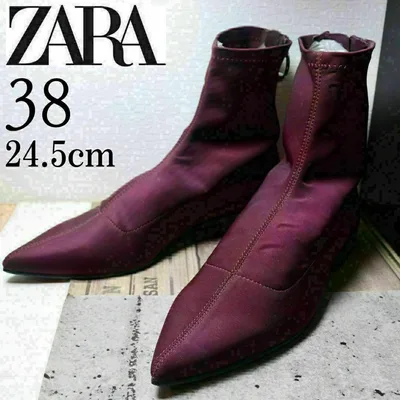 ZARA ザラ 24.5 ブーツ ポインテッドトゥ ボルドー ジップアップ
