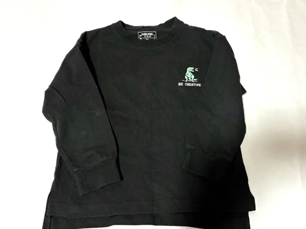 GLOBAL WORK 長袖カットソー 110cm ブラック 恐竜