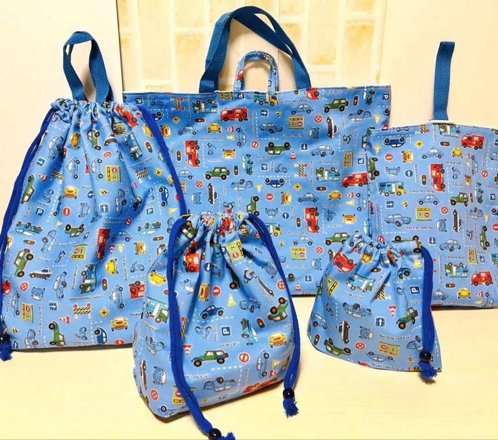 【匿名配送】ハンドメイド 入園入学5点セット NO.341 働く車柄