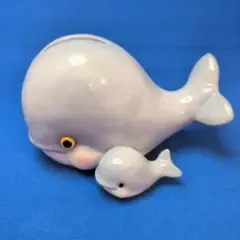 クジラ 親子 貯金箱 陶器製 インテリア