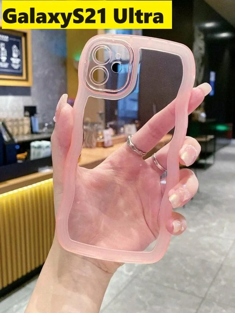 GalaxyS21 Ultra ウェーブエッジ なみなみ 可愛いケース ピンク