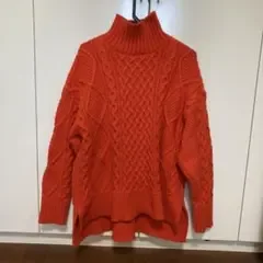 FREAK'S STORE ケーブルニット ハイネック オレンジ