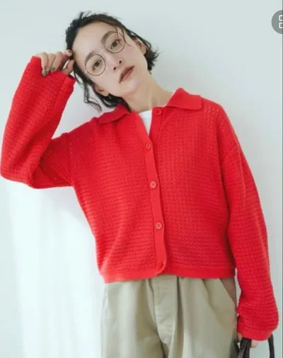 透かし編み襟付きカーディガン スタディオクリップ 限定セール