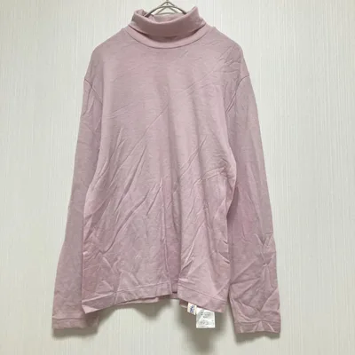 【ジャルダン】タートルネック 長袖 カットソー ピンク 日本製 L 毛100%