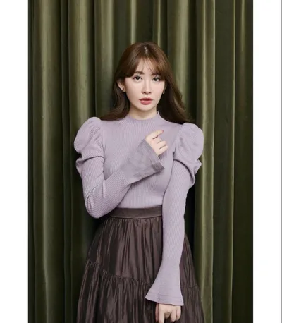 herlipto Volume Sleeve Rib Knit Top M