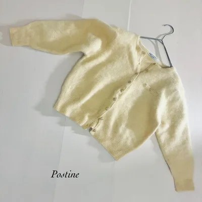 シャギーアンゴラニットカーディガン クリーム M 起毛ニット Pastine
