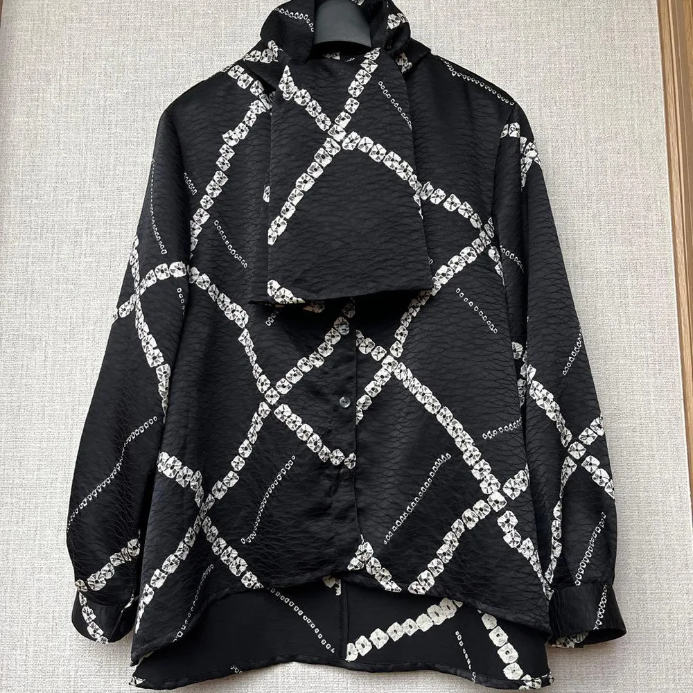 着物リメイク.後ろ下りのブラウス☆ストール付き☆ハンドメイド