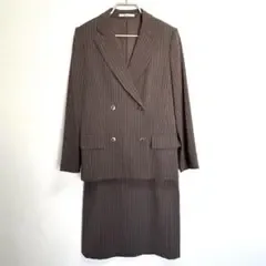 Aquascutum セットアップ スーツ ブラウン ストライプ サイズM