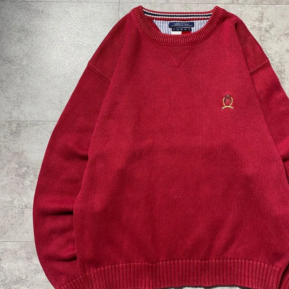 90s-00s トミーヒルフィガー 刺繍ワンポイント コットンニット セーター
