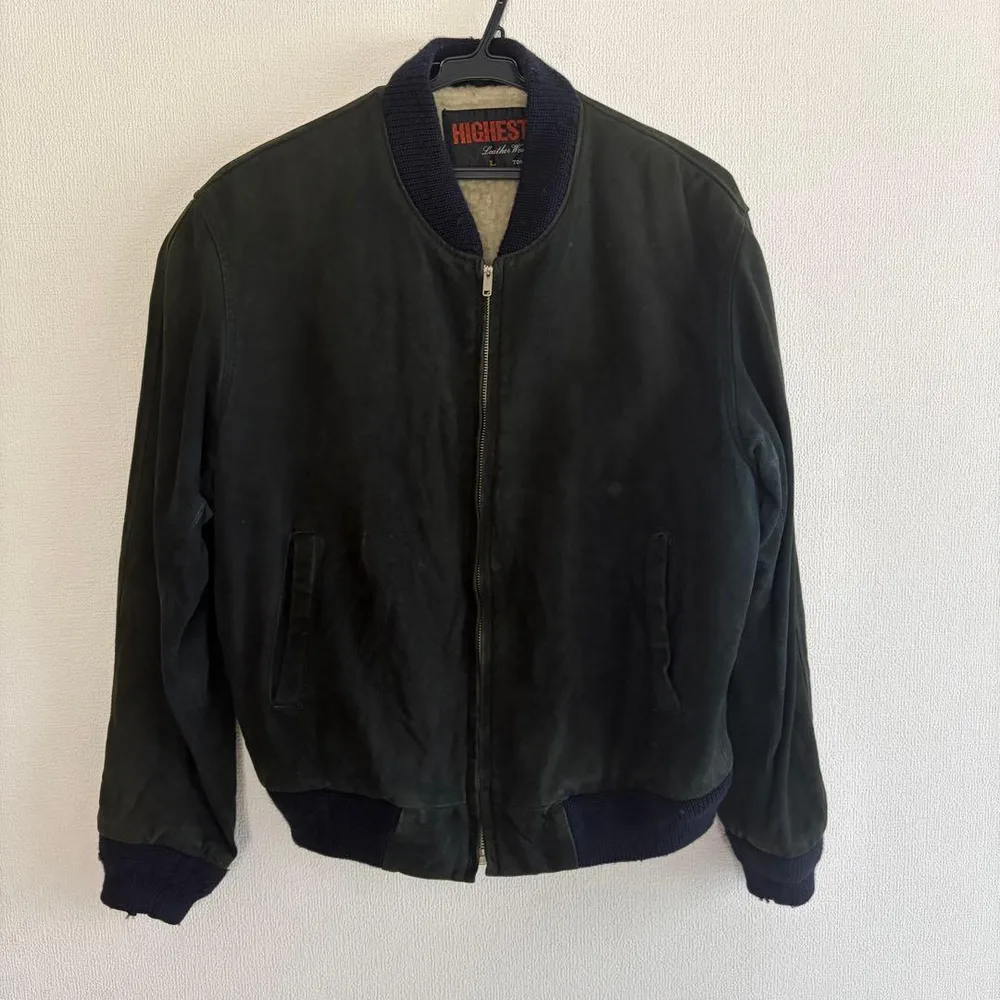 スエードジャッケット 80s ブルゾン オリーブ レザージャケット 短丈